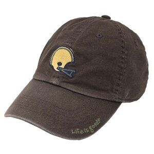 Life Is Good Hat - Brown Football Helmet Embroidered Slouch Baseball Dad Cap